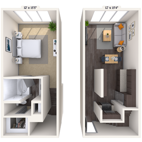 Floor plan for studio, 1 bath, 678 sqft