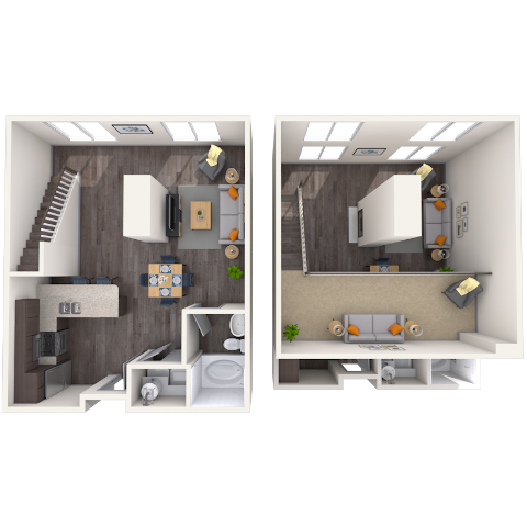 Floor plan for studio, 1 bath, 766 sqft