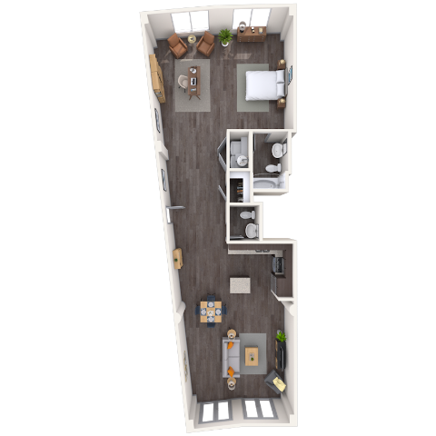 Floor plan for studio, 1.5 baths, 1440 sqft