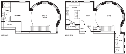 Floor plan for studio, 2 baths, 1235 sqft