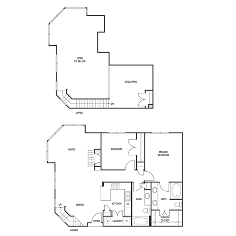 Floor plan for 2 beds, 2 baths, 1186 sqft