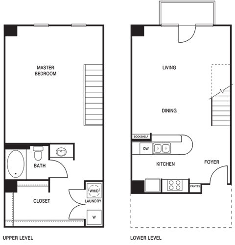 Floor plan for 1 bed, 1 bath, 1057 sqft