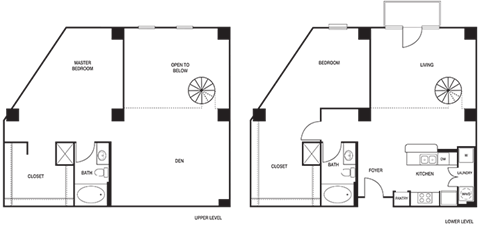 Floor plan for 1 bed, 2 baths, 1763 sqft