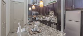 Frisco apartment for rent - a kitchen with stainless steel appliances and granite counter tops
