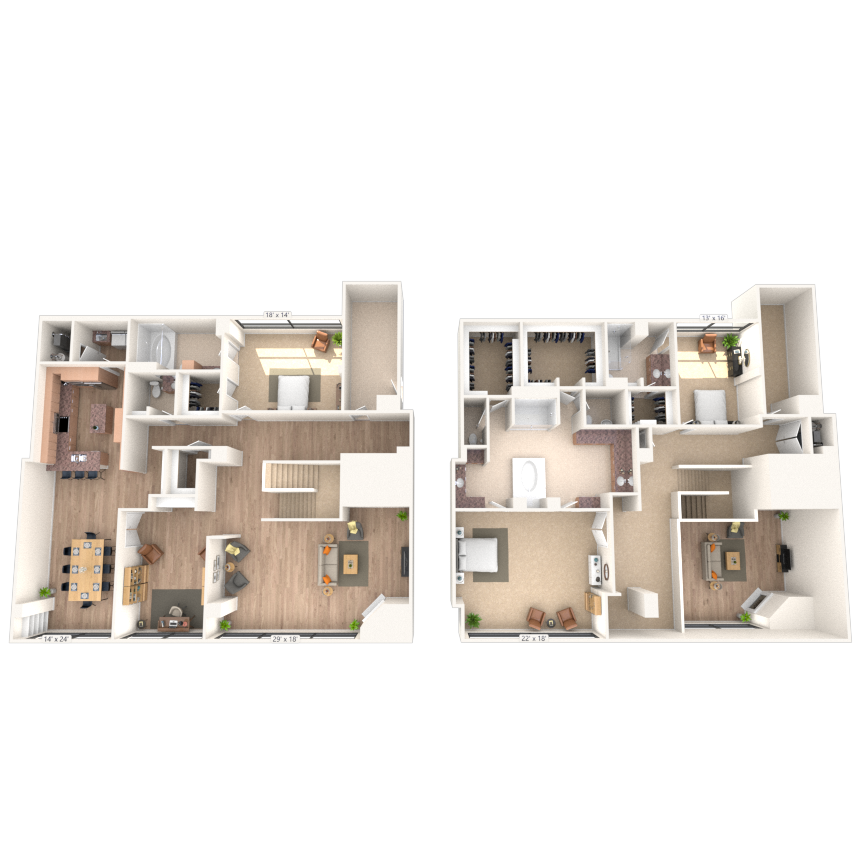 Floor plan for 3 beds, 3.5 baths, 5052 sqft