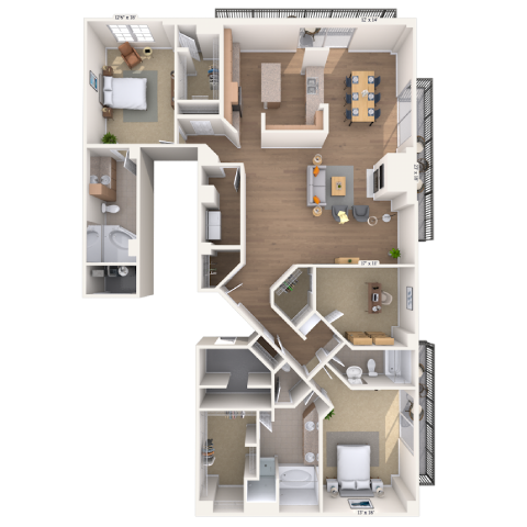 Floor plan for 3 beds, 3 baths, 2547 sqft