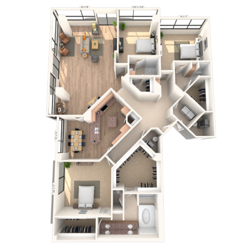 Floor plan for 3 beds, 3 baths, 3135 sqft