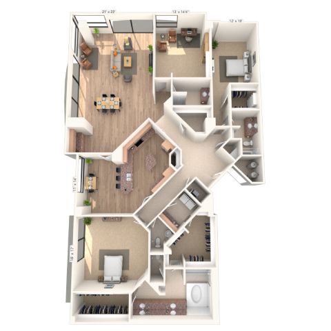 Floor plan for 3 beds, 3.5 baths, 2924 sqft