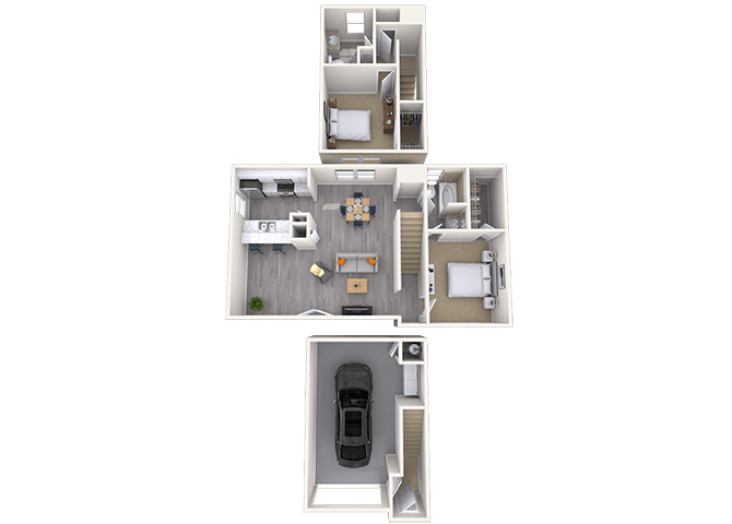 Floor plan for 2 beds, 2 baths, 1187 sqft
