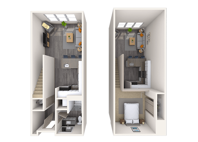 Floor plan for studio, 1 bath, 675 sqft