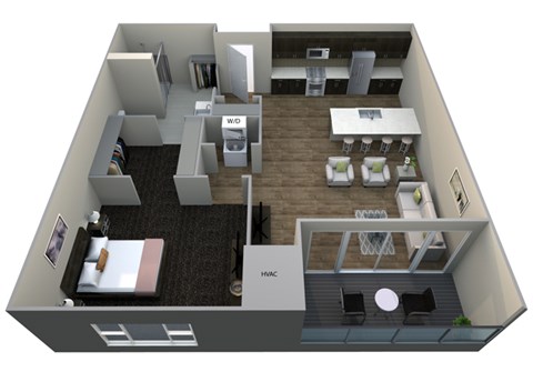 Floor plan for 1 bed, 1 bath, 810 sqft