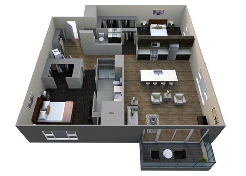 Floor plan for 2 beds, 2 baths, 1183 sqft