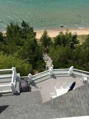 Harbor Springs house for rent - the view from the top of the roof of a building overlooking a beach