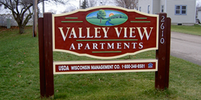 Cross Plains apartment for rent - the sign for valley view apartments in valley view va