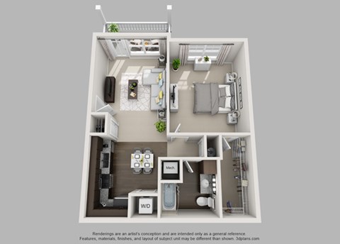 Floor plan for 1 bed, 1 bath, 774 sqft