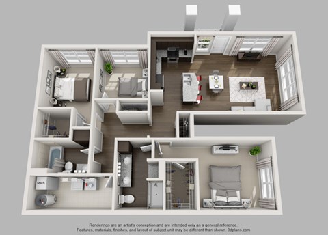 Floor plan for 3 beds, 2 baths, 1472 sqft