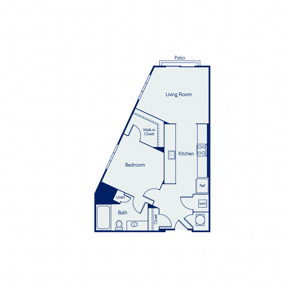 Floor plan for studio, 1 bath, 640 sqft