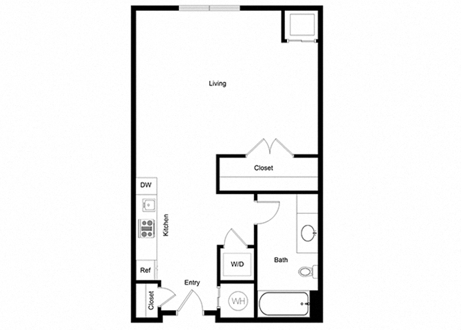 Floor plan for studio, 1 bath, 540 sqft