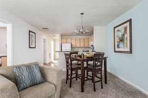 Sunset Beach apartment for rent - Living Room and Kitchen View - Tides at Calabash Apartments