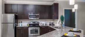 Smyrna apartment for rent - a kitchen with stainless steel appliances and granite counter tops