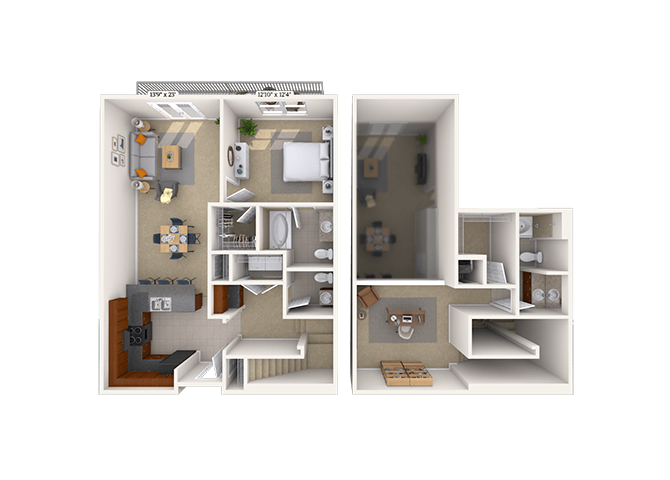 Floor plan for 1 bed, 1 bath, 1380 sqft