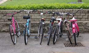 Nashville apartment for rent - a group of bikes parked next to a wall