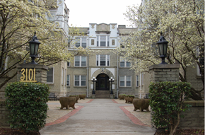 Nashville apartment for rent - a building with bears walking in front of it