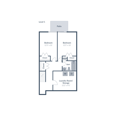 Floor plan for 5 beds, 2.5 baths, 1835 sqft