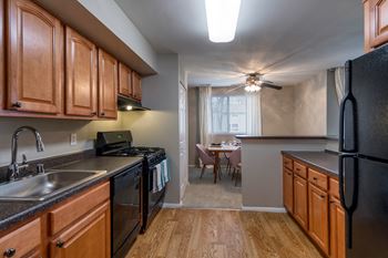 Modern kitchen with dining area and island