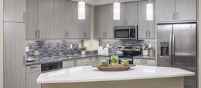 Atlanta apartment for rent - a kitchen with stainless steel appliances and a white counter top