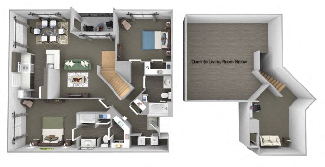 Floor plan for 2 beds, 2 baths, 1394 sqft