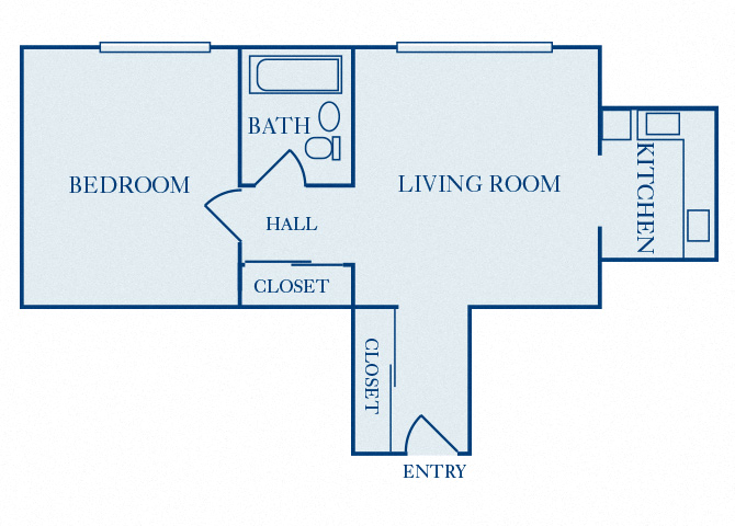 Floor plan for 1 bed, 1 bath, 504 sqft