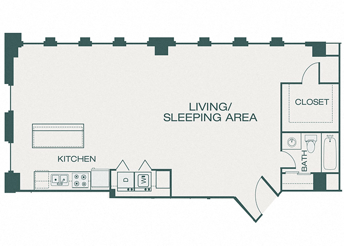 Floor plan for 2 beds, 2 baths, 1161 sqft