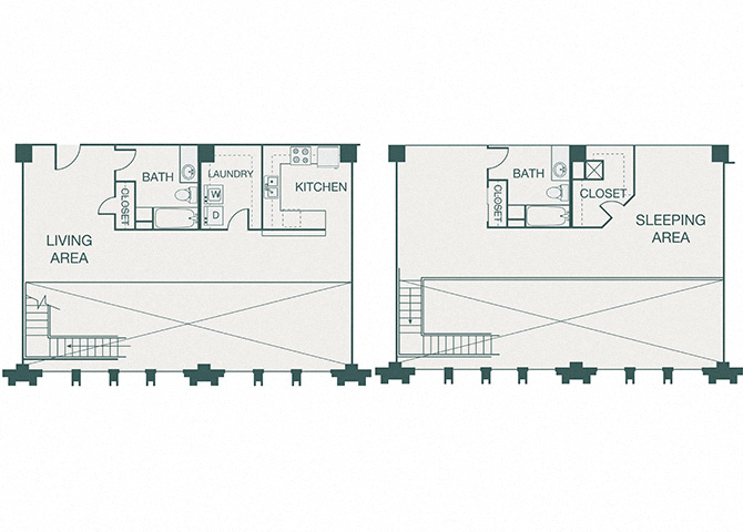 Floor plan for 2 beds, 2 baths, 1655 sqft