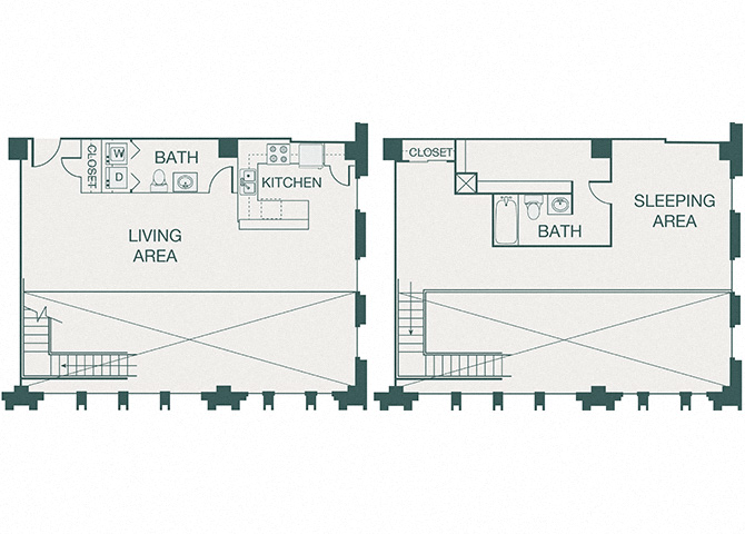 Floor plan for 2 beds, 1.5 baths, 1538 sqft