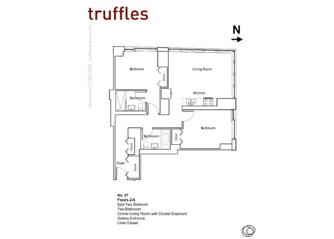 Floor plan for 2 beds, 2 baths