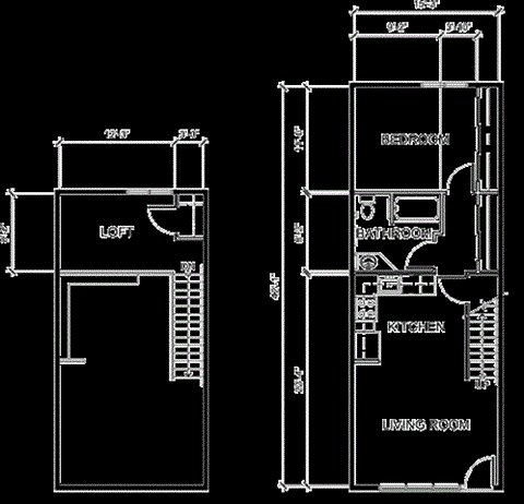 Floor plan for 1 bed, 1 bath