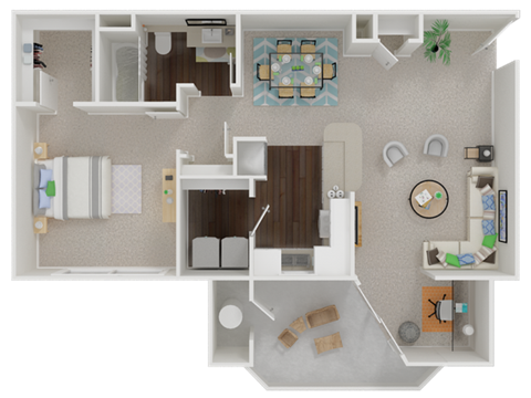 Floor plan for 1 bed, 1 bath, 790 sqft