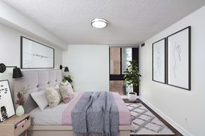 Toronto apartment for rent - Spacious bedroom with corner window at 57 Charles