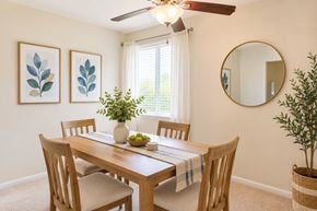 Dundalk apartment for rent - A dining room with a wooden table and chairs.
