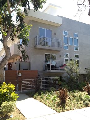 Los Angeles apartment for rent - Modern apartment building exterior with horizontal railings at Lido - 3630 Mentone Ave Apartments, California, 90034