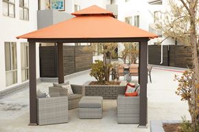 Sherman Oaks apartment for rent - a gazebo with couches and chairs on a patio