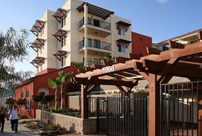 San Diego apartment for rent - Walkway by building l Los Vientos Apartments in San Diego CA 