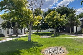 Albuquerque apartment for rent - Exterior building view with grass and trees