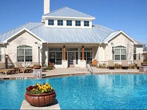 Waco apartment for rent - Pool with office building The Residence at Central Texas Marketplace l Waco, Texas Apartment Rentals
