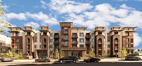 San Jose apartment for rent - A large, modern apartment complex with multiple balconies and a central courtyard.