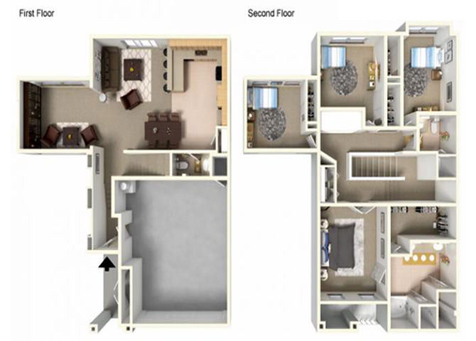 Floor plan for 4 beds, 2.5 baths, 1781 sqft