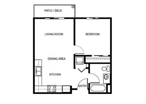 Floor plan for 1 bed, 1 bath, 548 sqft