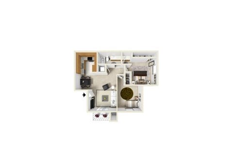 Floor plan for 2 beds, 1 bath, 704 sqft