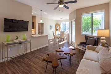 Phoenix apartment for rent - a living room and dining room with a couch and a tv